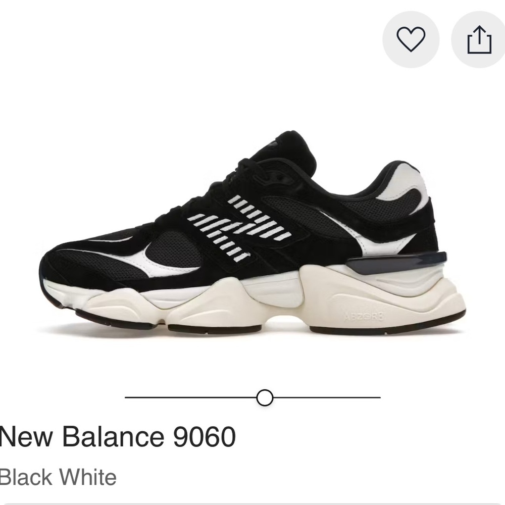 New Balance 9060 UNISEX Black and White Sneakers - Size M 7.5 / W 9.5 / EU 40.5
